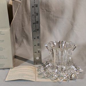 PartyLite 24%LeadCrystal Aurora Pillar CandleHlder Retired Reversible P7378 NIB!